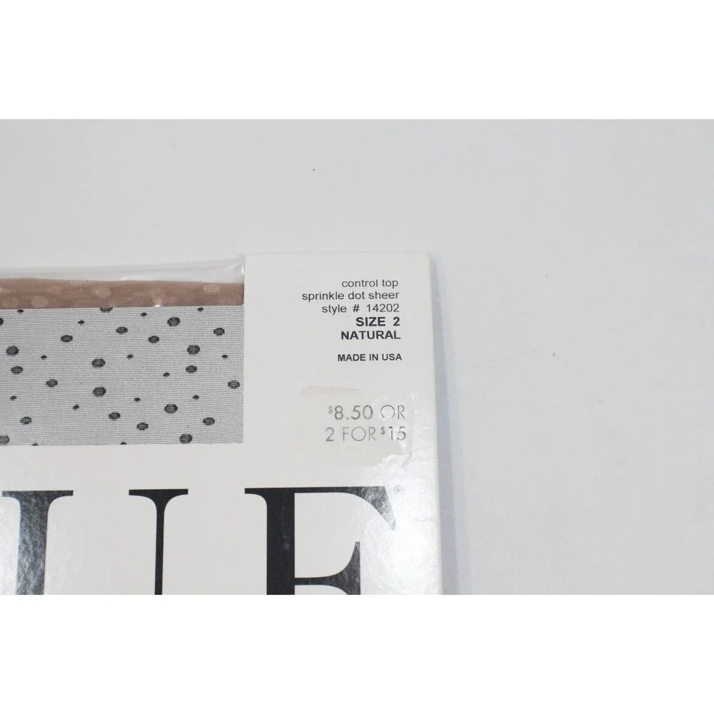 Vintage Hue Gotta Have It Size 2 Natural Sprinkle Dot Sheer Pantyhose 14202